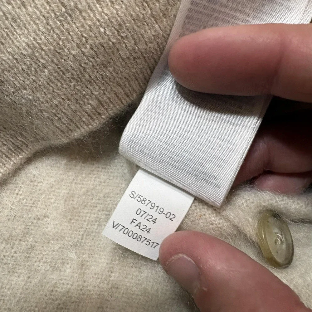Banana Republic Brushed Cashmere Polo Sweater Mens Large Beige Cozy Preppy Soft